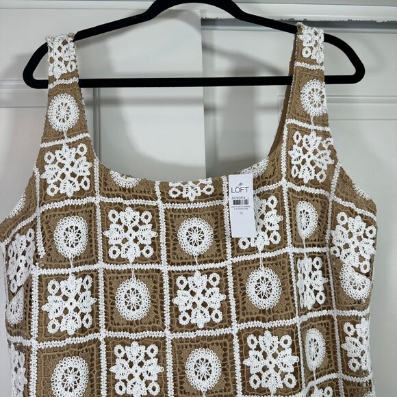 Loft Crochet Granny Squares Tank Mini Dress 16 - NEW - Picture 8 of 13